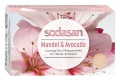 Органічне тверде крем-мило SODASAN зволожуюче Мигдаль-Авокадо для обличчя та тіла, 100 г